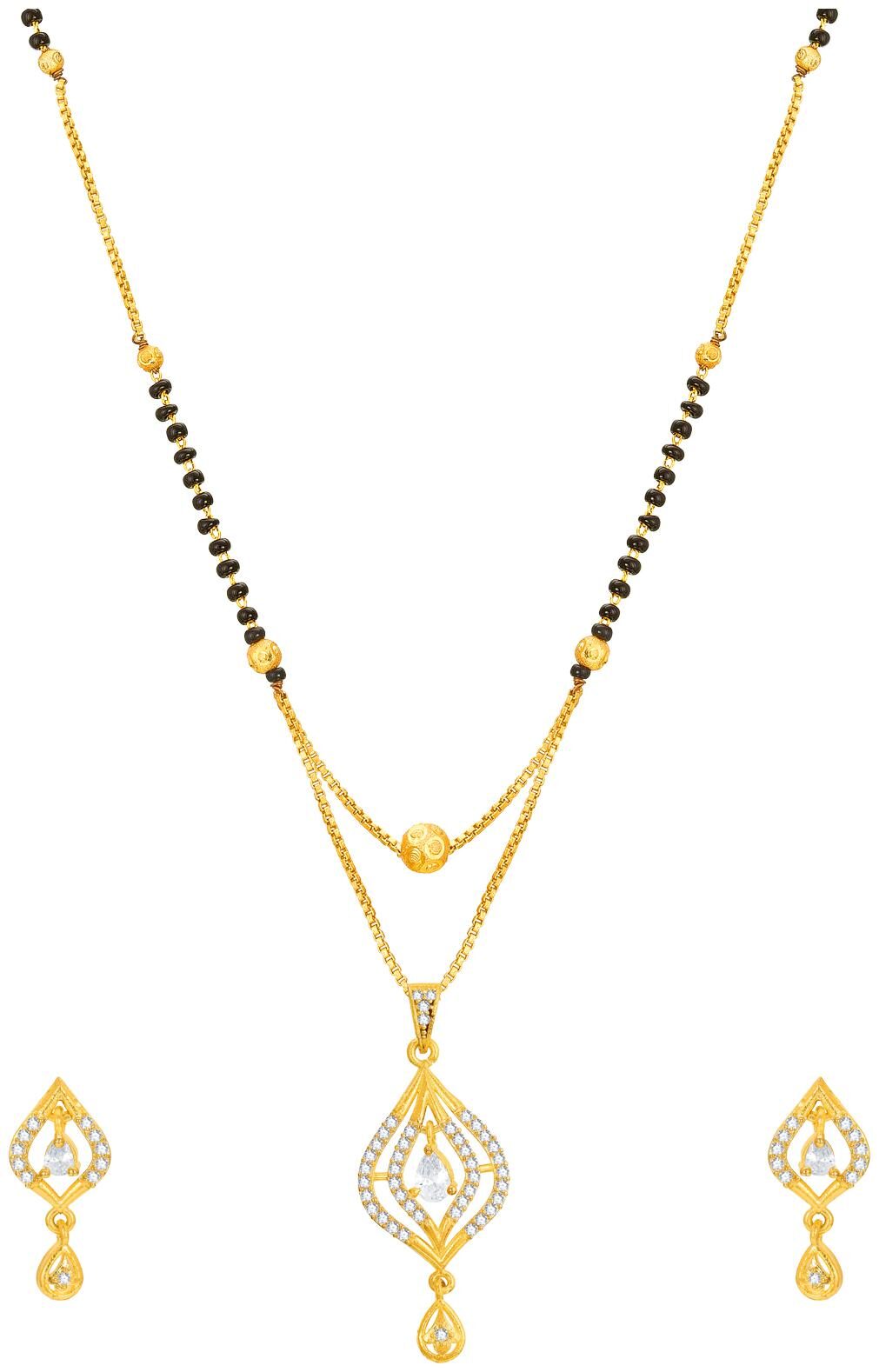 Vermont Latest Ethnic Gold Plated American Diamond Bridal Mangalsutra With Earrings for Women
Vermont Latest Ethnic Gold Plated American Diamond Bridal Mangalsutra With Earrings for Women