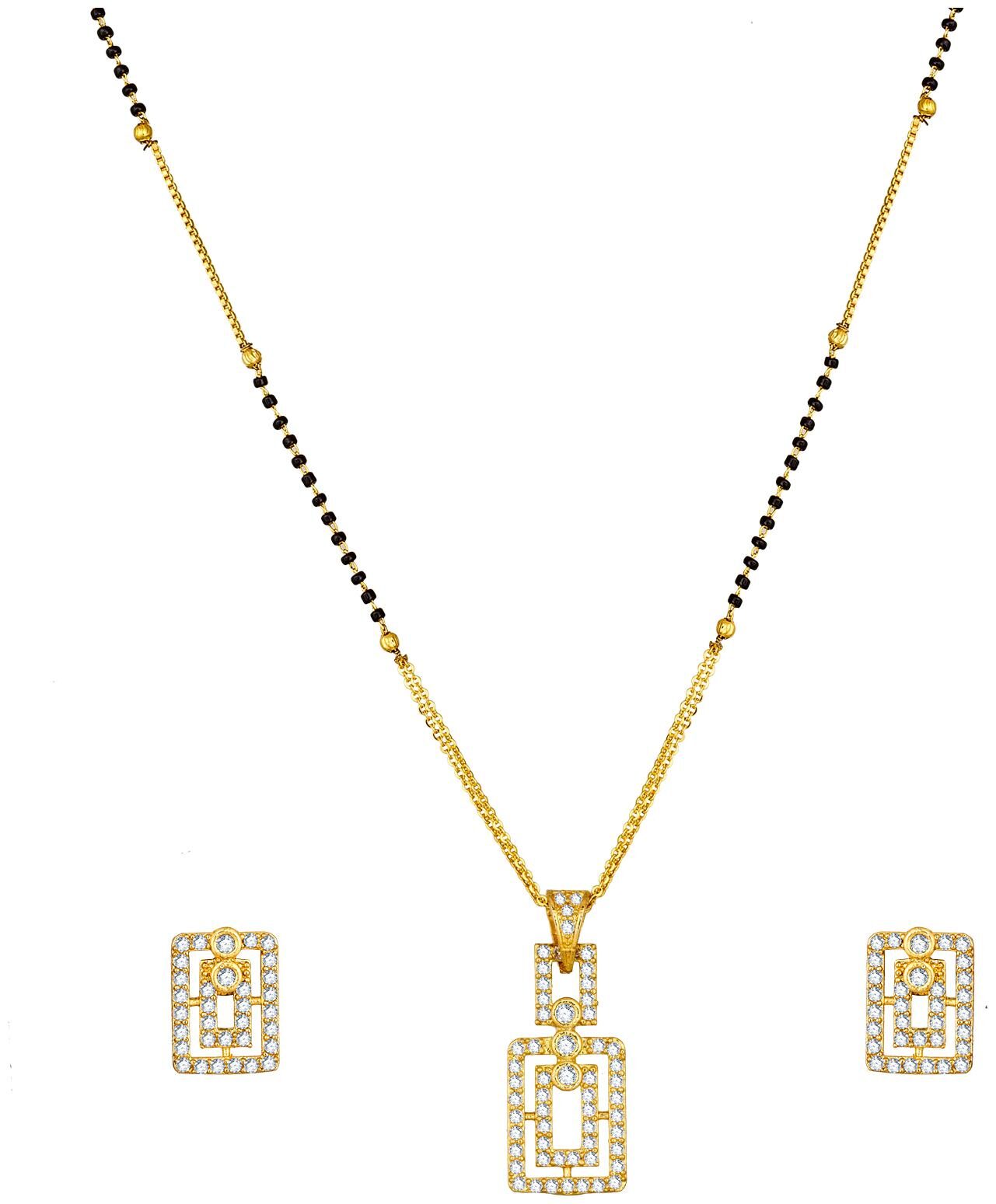 Vermont Latest Design Traditional Black Bead Gold Plated American Diamond Mangalsutra for Women with Earrings
Vermont Latest Design Traditional Black Bead Gold Plated American Diamond Mangalsutra for Women with Earrings