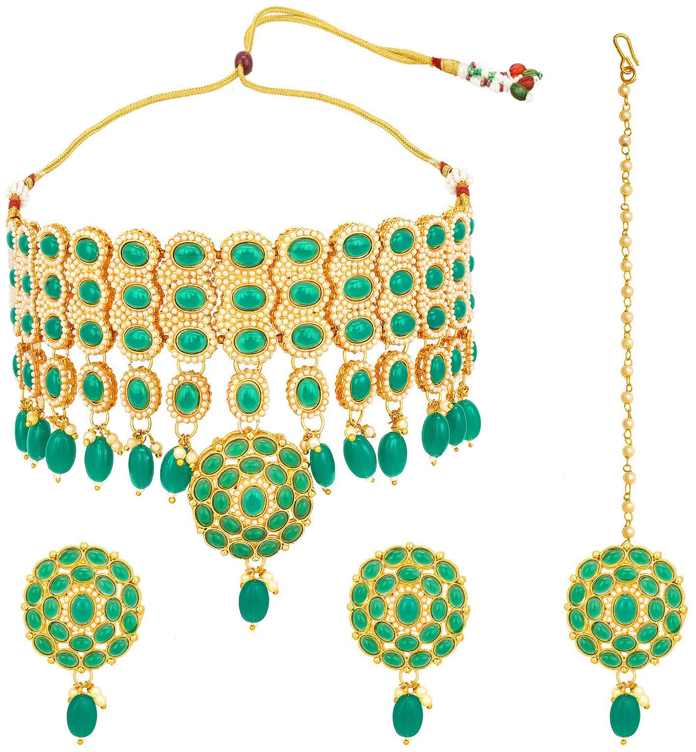 Vermont Latest Trendy Designer Gold Plated Stylish Green Necklace Set For Women Girls
Vermont Latest Trendy Designer Gold Plated Stylish Green Necklace Set For Women Girls