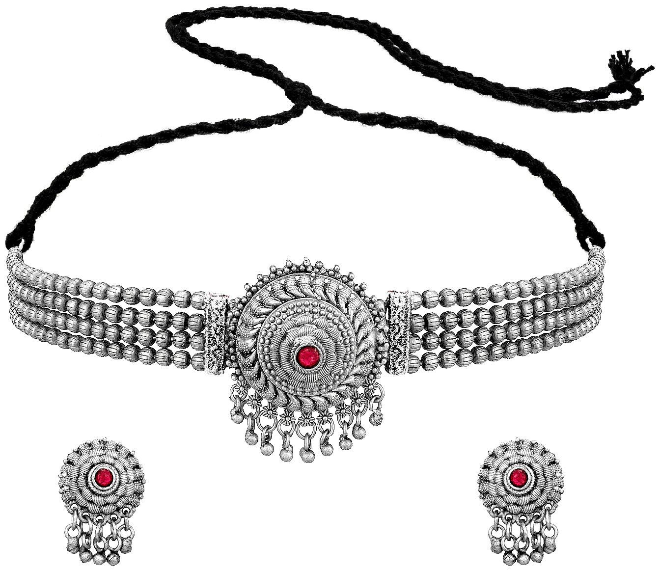 Vermont Silver Plated And American Diamond Studded Ethnic Chocker Necklace Set Jewellery Set For Women Girls (Silver)
Vermont Silver Plated And American Diamond Studded Ethnic Chocker Necklace Set Jewellery Set For Women Girls (Silver)