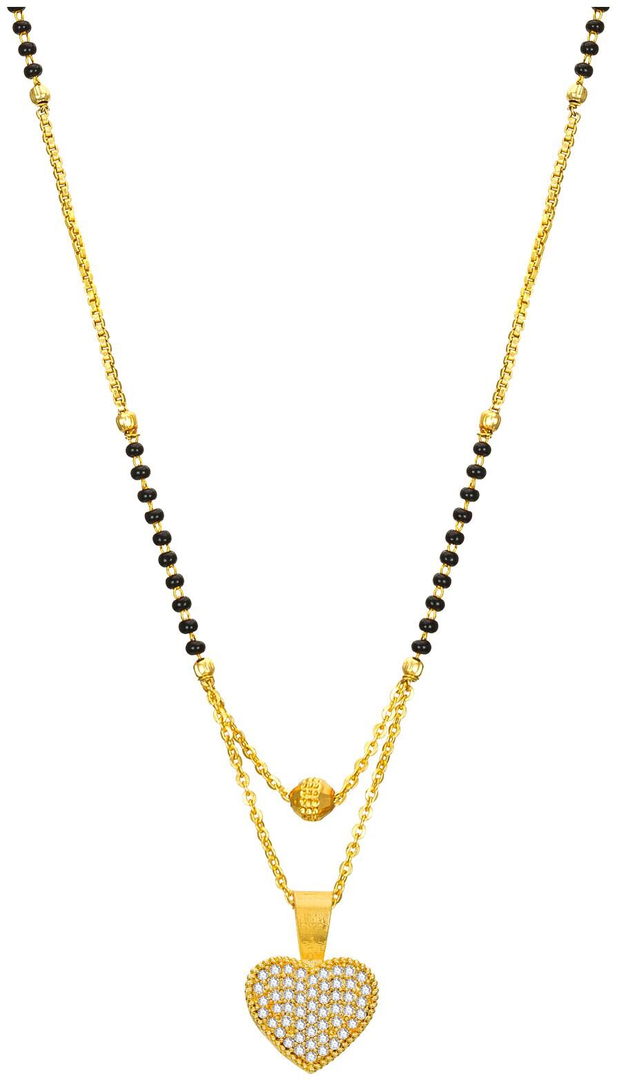 Vermont Traditional Gold Plated American Diamond Trendy Latest Heart Shape Mangalsutra for Women
Vermont Traditional Gold Plated American Diamond Trendy Latest Heart Shape Mangalsutra for Women