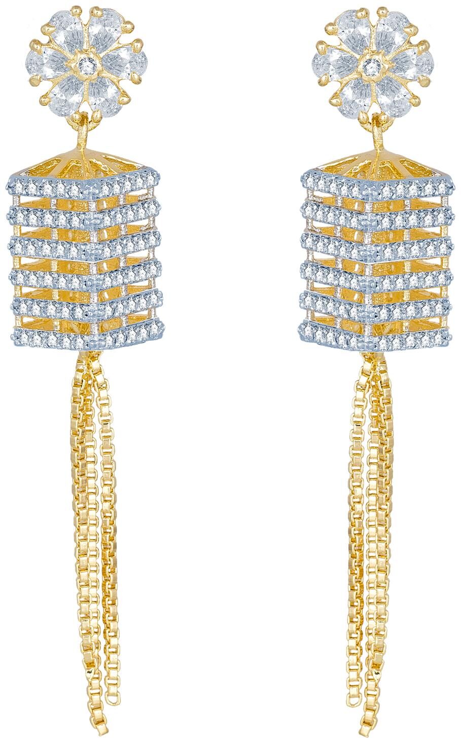 Vermont Traditional Gold Plated American Diamond Dangle Tassel Earrings for Women
Vermont Traditional Gold Plated American Diamond Dangle Tassel Earrings for Women