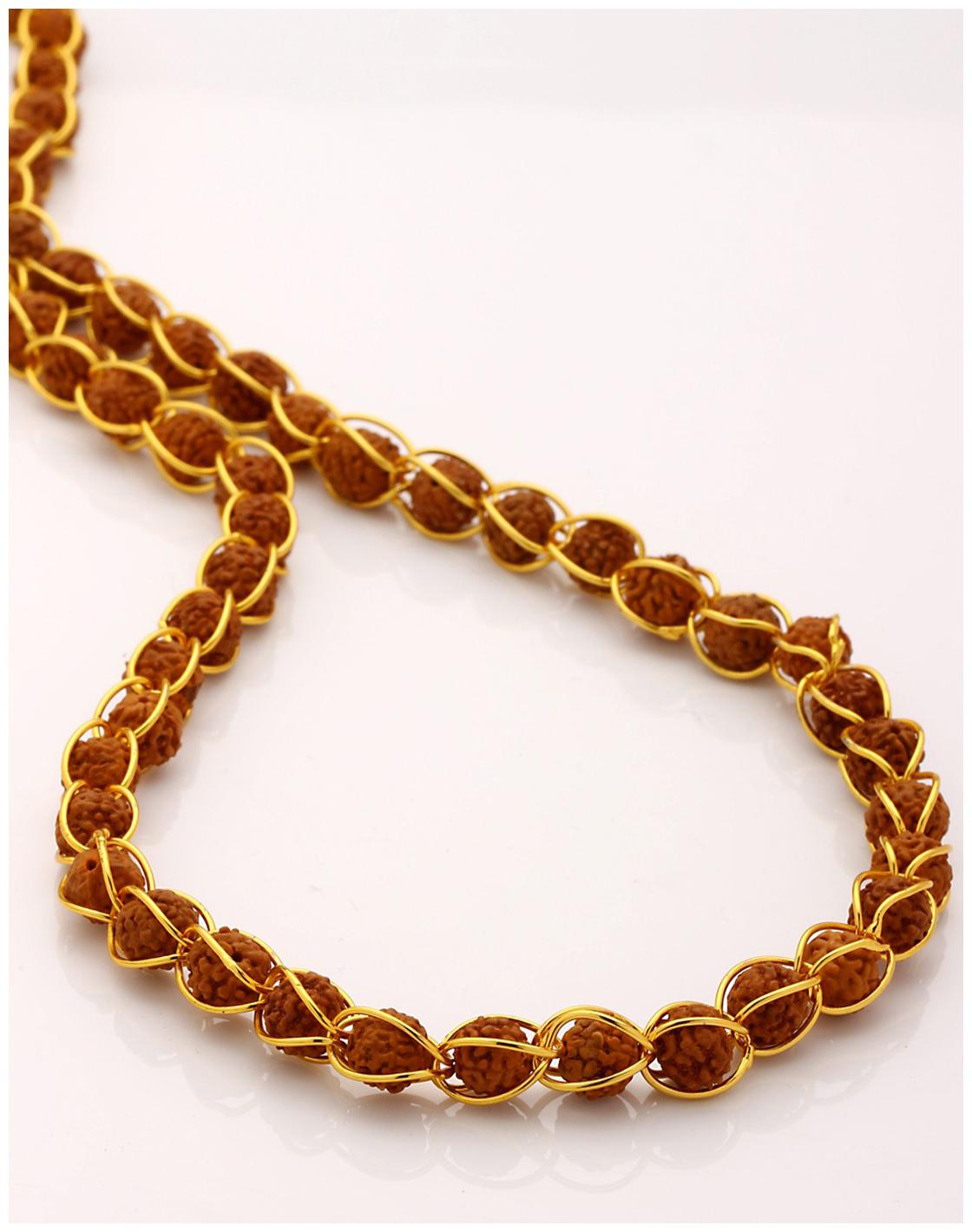 Dare by Voylla Rudraksha Studded Chain In Gold Toned
