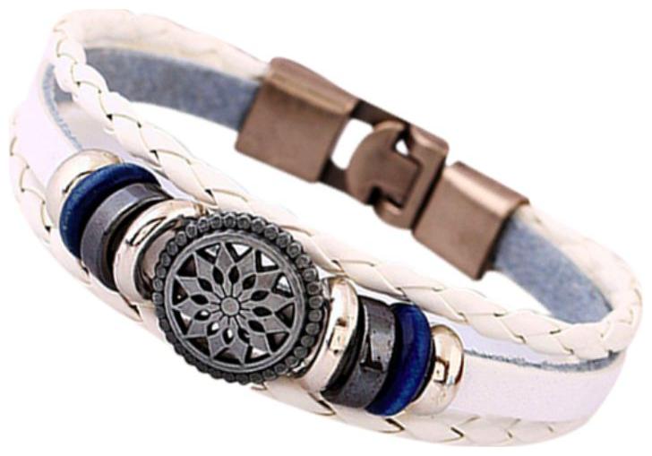 White color of multi leather layer with flower design bracelet (J162)
White color of multi leather layer with flower design bracelet (J162)