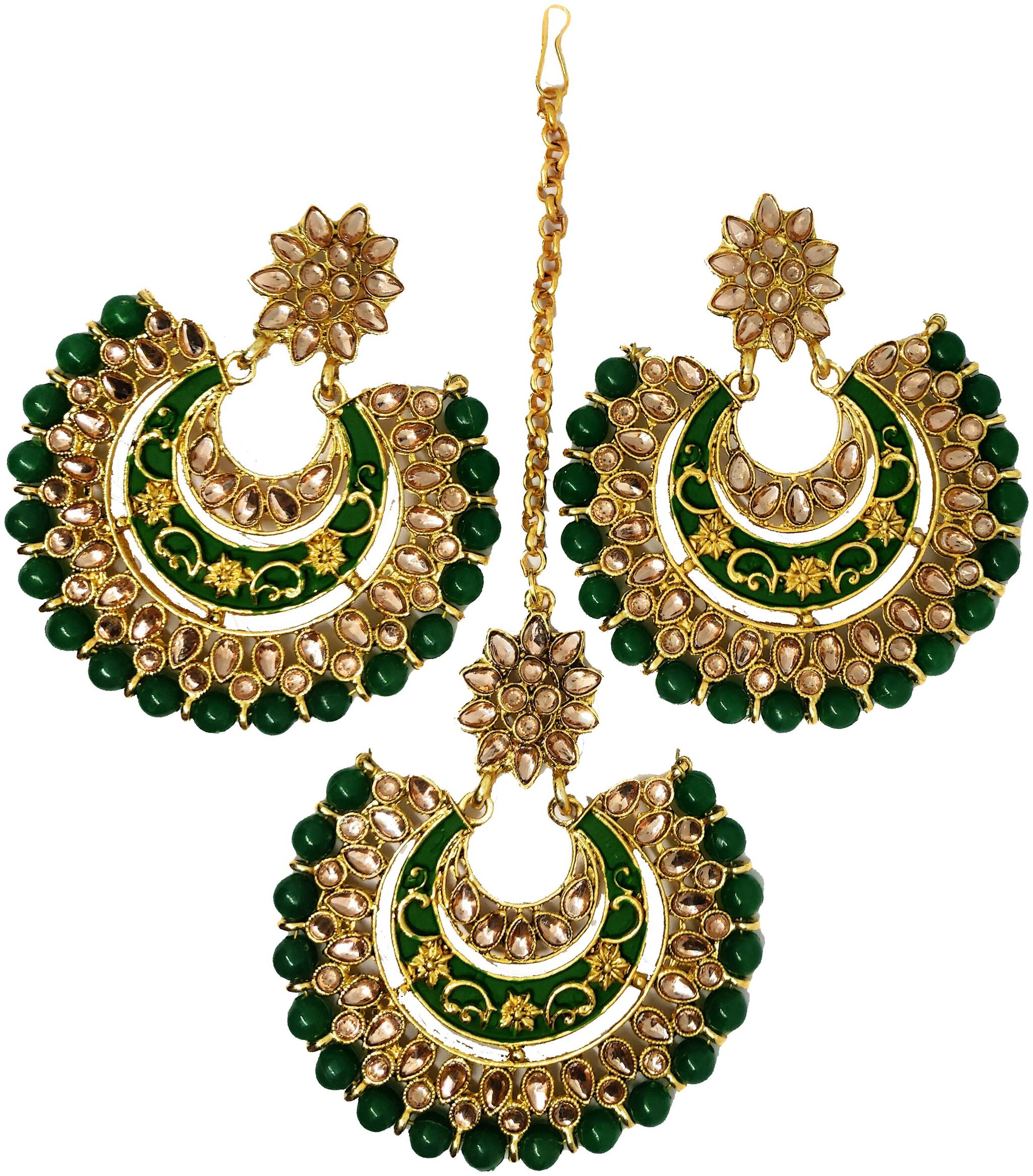 ZaffreCollections Beautiful Round Maang Tikka with Earrings Set for Women and Girls
ZaffreCollections Beautiful Round Maang Tikka with Earrings Set for Women and Girls