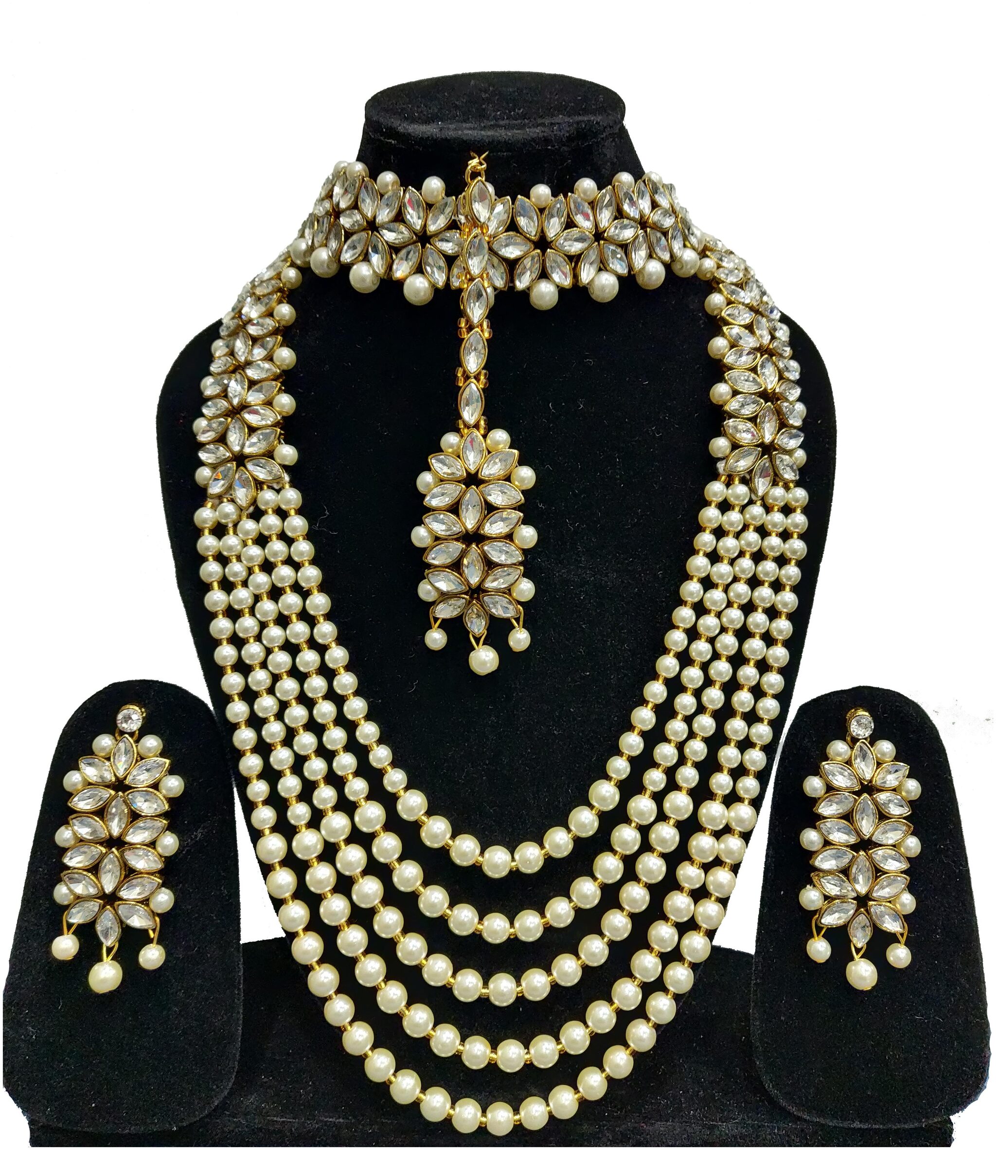 ZaffreCollections Trending White Crystal and Pearl Necklace Choker Combo set with Maang Tikka for Women and Girls
ZaffreCollections Trending White Crystal and Pearl Necklace Choker Combo set with Maang Tikka for Women and Girls