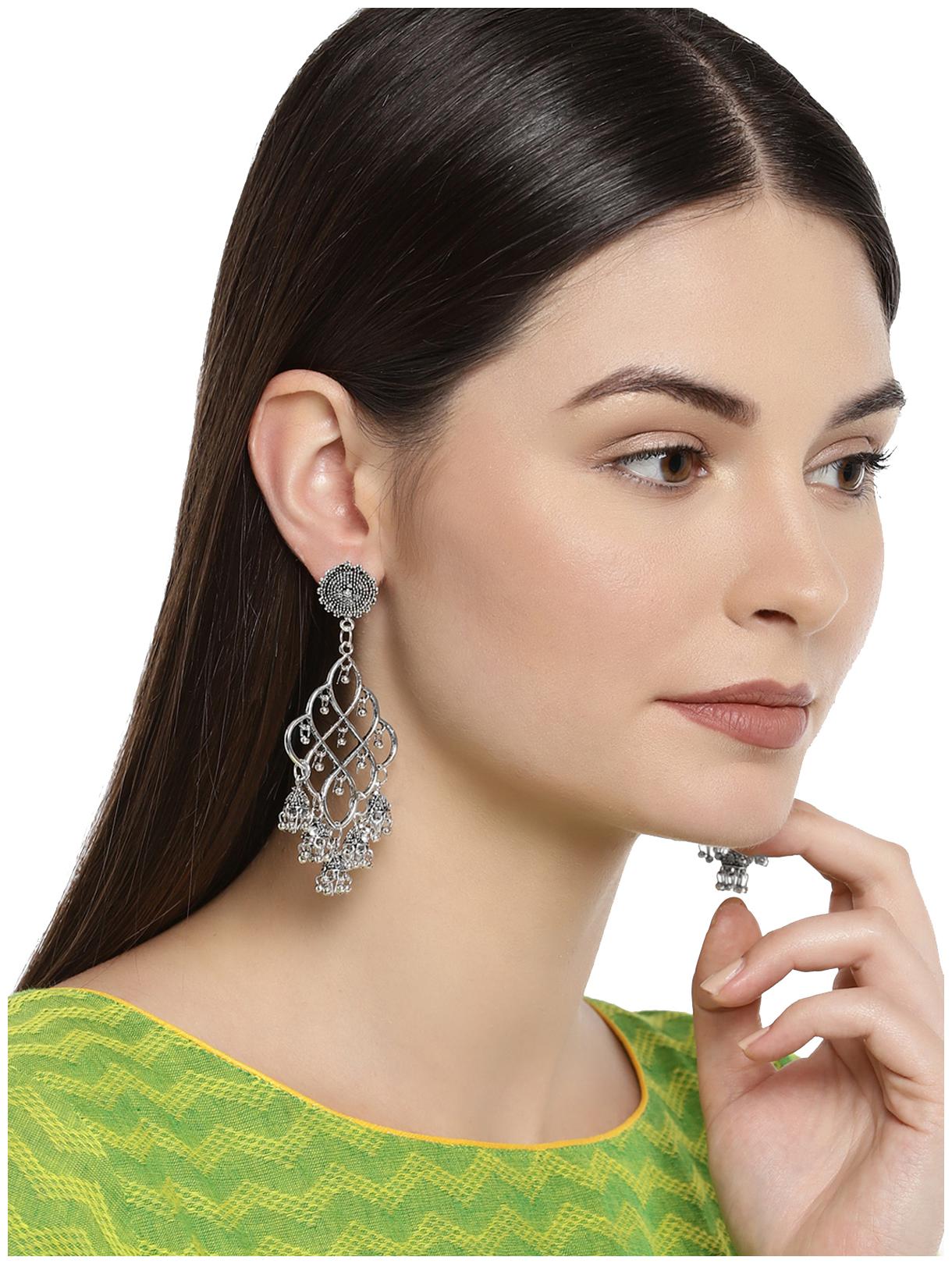 Zaveri Pearls Antique Silver Traditional Jhumki Earring For Women-ZPFK7717 
Zaveri Pearls Antique Silver Traditional Jhumki Earring For Women-ZPFK7717