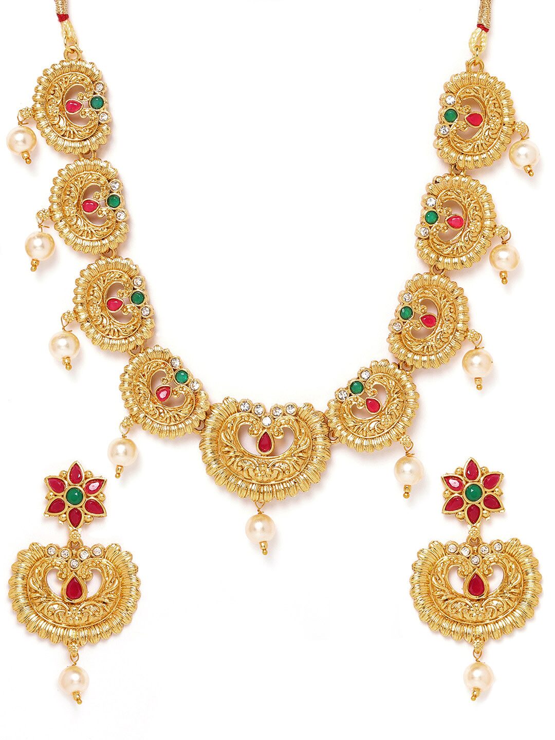 Zaveri Pearls Green Pink Stones Traditional Pearls Choker Necklace Earring Set-ZPFK9554
Zaveri Pearls Green Pink Stones Traditional Pearls Choker Necklace Earring Set-ZPFK9554