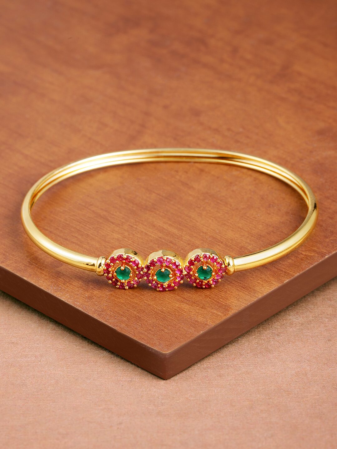 Zaveri Pearls Pink Green Cubic Zirconia Contemporary Bangle Style Brass Kada-ZPFK9434
Zaveri Pearls Pink Green Cubic Zirconia Contemporary Bangle Style Brass Kada-ZPFK9434