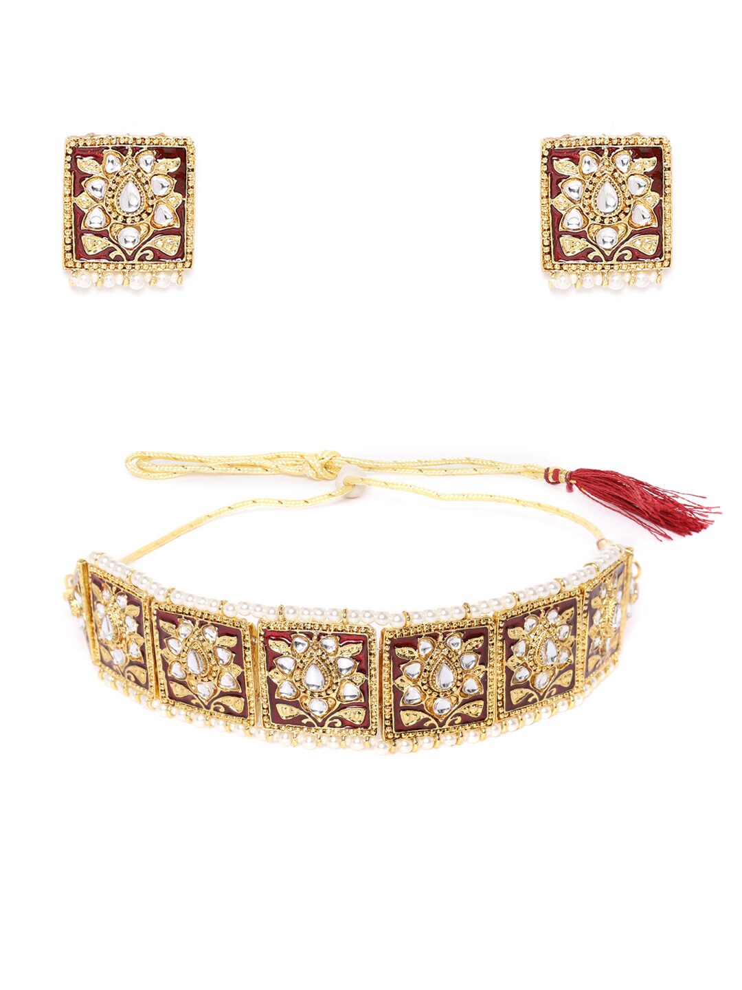 Zaveri Pearls Enamelling Red Kundan Pearls Ethnic Choker Necklace Earring Set-ZPFK9530
Zaveri Pearls Enamelling Red Kundan Pearls Ethnic Choker Necklace Earring Set-ZPFK9530
