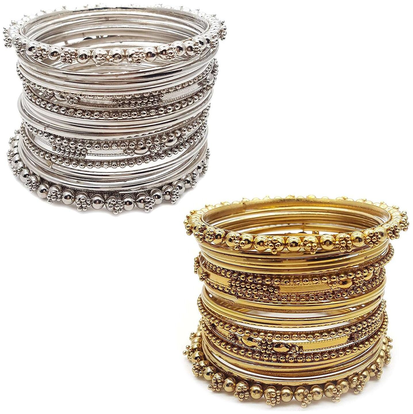 Zcarina Traditional Silver Gold Plated Oxidized Bracelet Bangles Combo of 2 Set For Girls and Women
Zcarina Traditional Silver Gold Plated Oxidized Bracelet Bangles Combo of 2 Set For Girls and Women