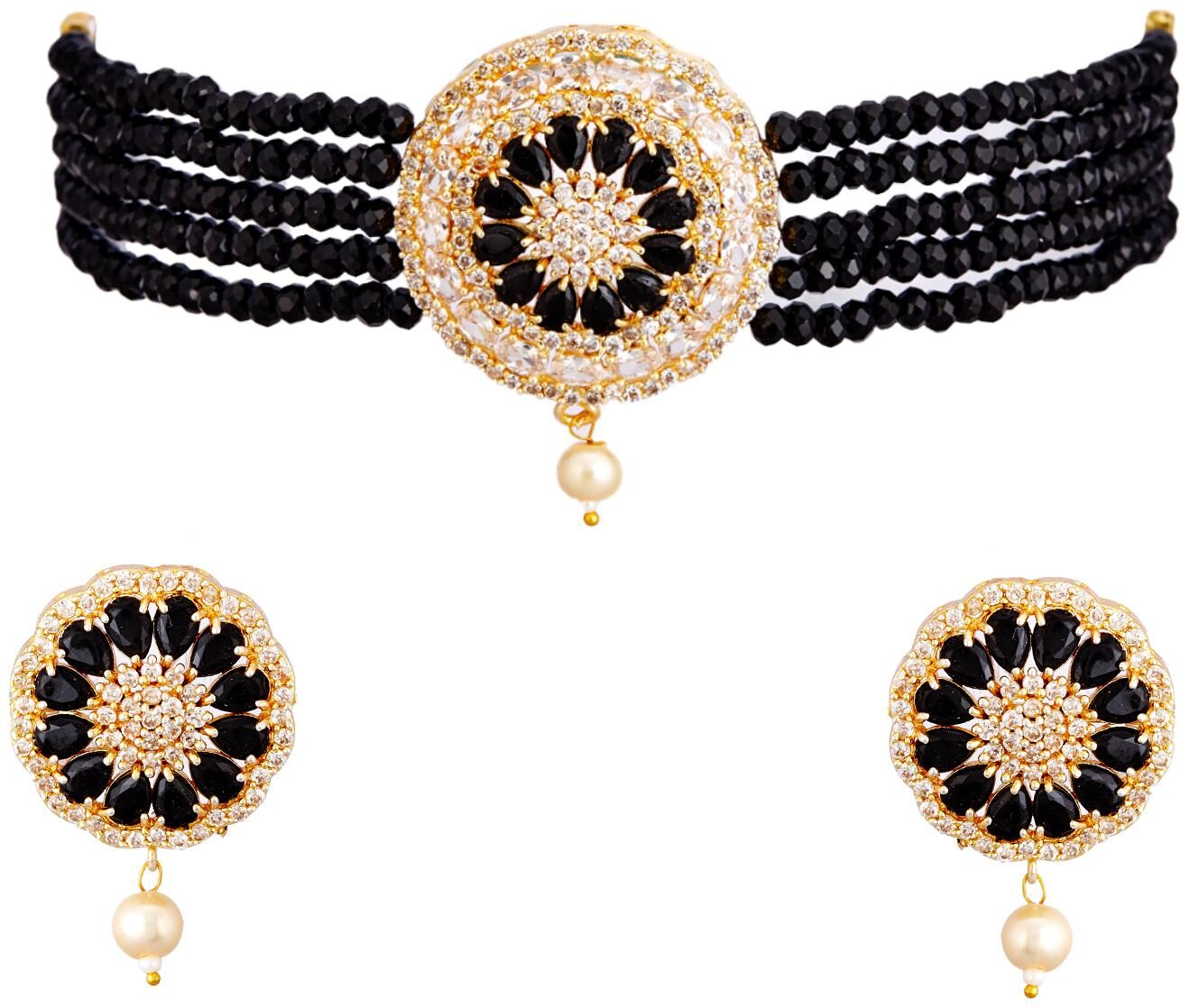 Zeneme Necklace Gold Plated Brass Pearl Choker Necklace with Earring Fashion Set For Women Girls (Black)
Zeneme Necklace Gold Plated Brass Pearl Choker Necklace with Earring Fashion Set For Women Girls (Black)