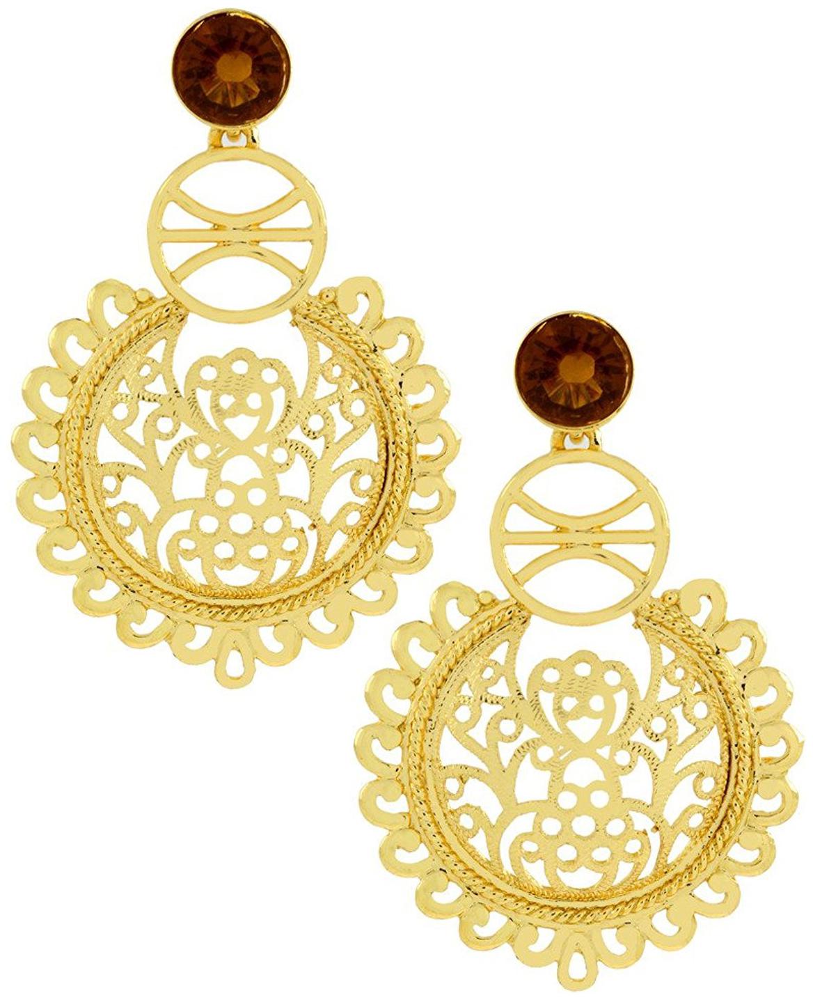 ZIVOM Large Statement Filigree Chaand Bali Golden 18K Gold Earring For Girls Women
ZIVOM Large Statement Filigree Chaand Bali Golden 18K Gold Earring For Girls Women