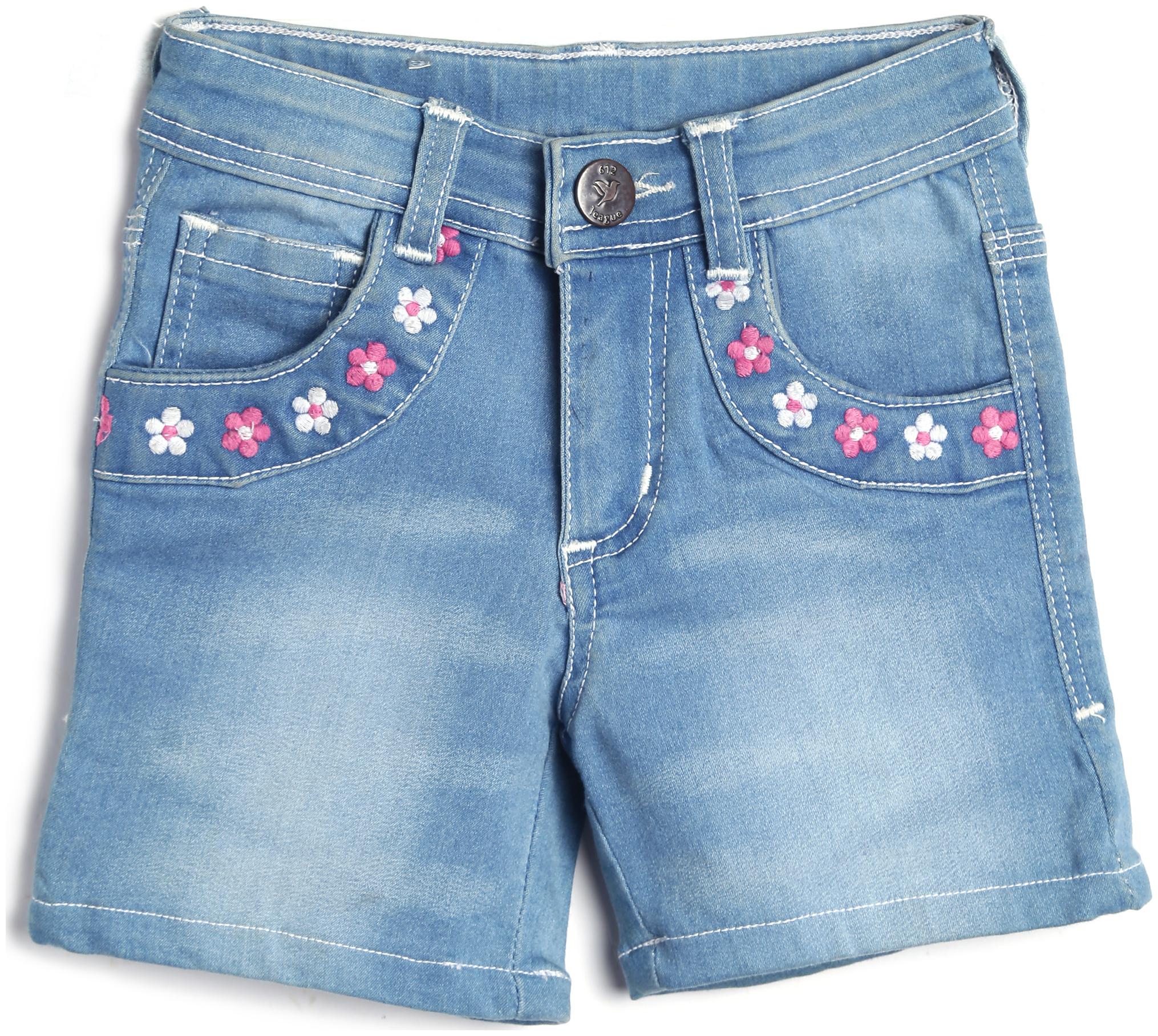 612 League Girl Cotton Printed Regular shorts - Blue