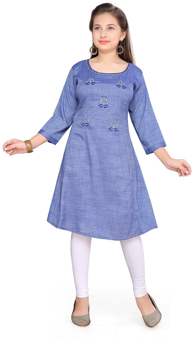 Aarika Girl s Cotton Self design 3 4th sleeves Kurti salwar set - White Blue
Aarika Girl s Cotton Self design 3 4th sleeves Kurti salwar set - White Blue