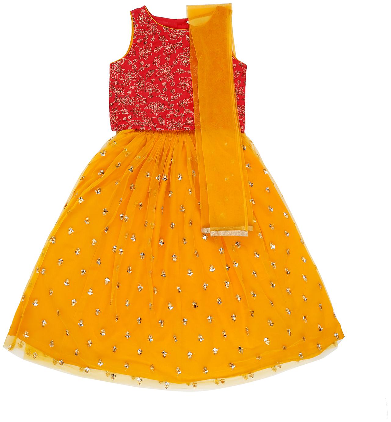 Akkriti By Pantaloons Girl s Polyester Embellished Sleeveless Lehenga choli - Yellow Red
Akkriti By Pantaloons Girl s Polyester Embellished Sleeveless Lehenga choli - Yellow Red