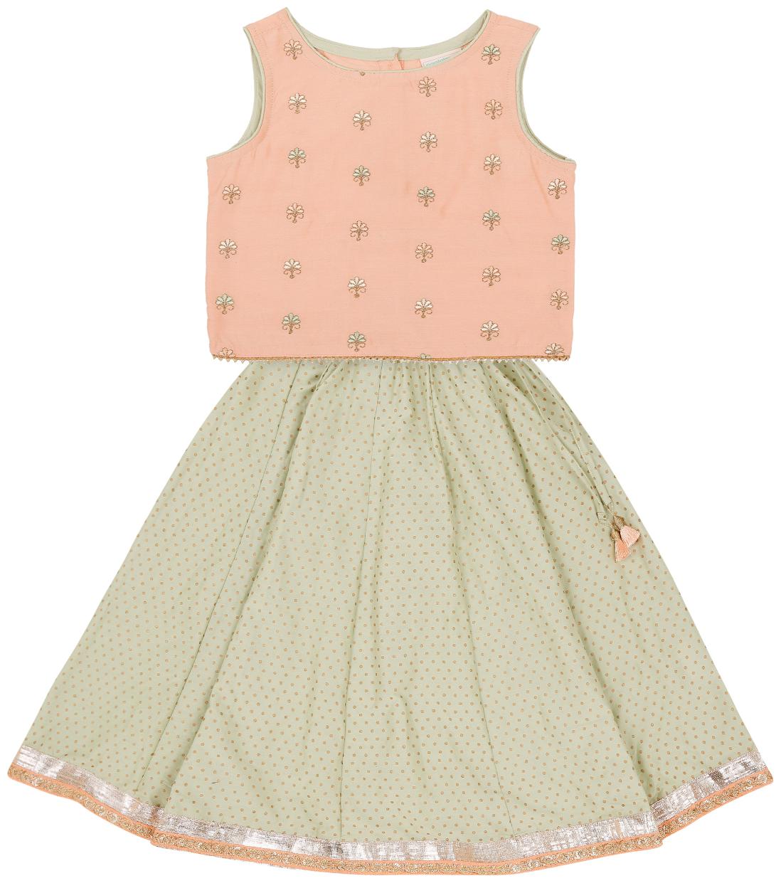 Akkriti By Pantaloons Girl s Polyester Self design Sleeveless Lehenga choli - Pink Green
Akkriti By Pantaloons Girl s Polyester Self design Sleeveless Lehenga choli - Pink Green