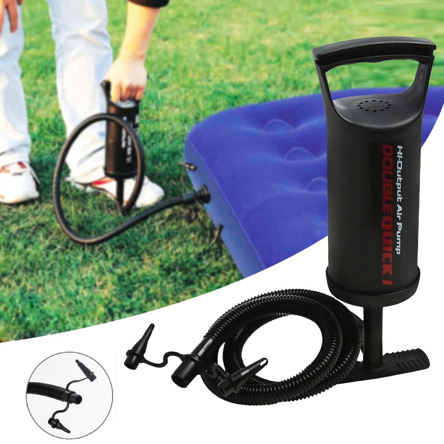 Bazaar Gali Double Quick Action Manual Hand Air Pump with 2 Nozzle for Pool Swimming Ring All Air Toys (Pack of 1) Black
Bazaar Gali Double Quick Action Manual Hand Air Pump with 2 Nozzle for Pool Swimming Ring All Air Toys (Pack of 1) Black