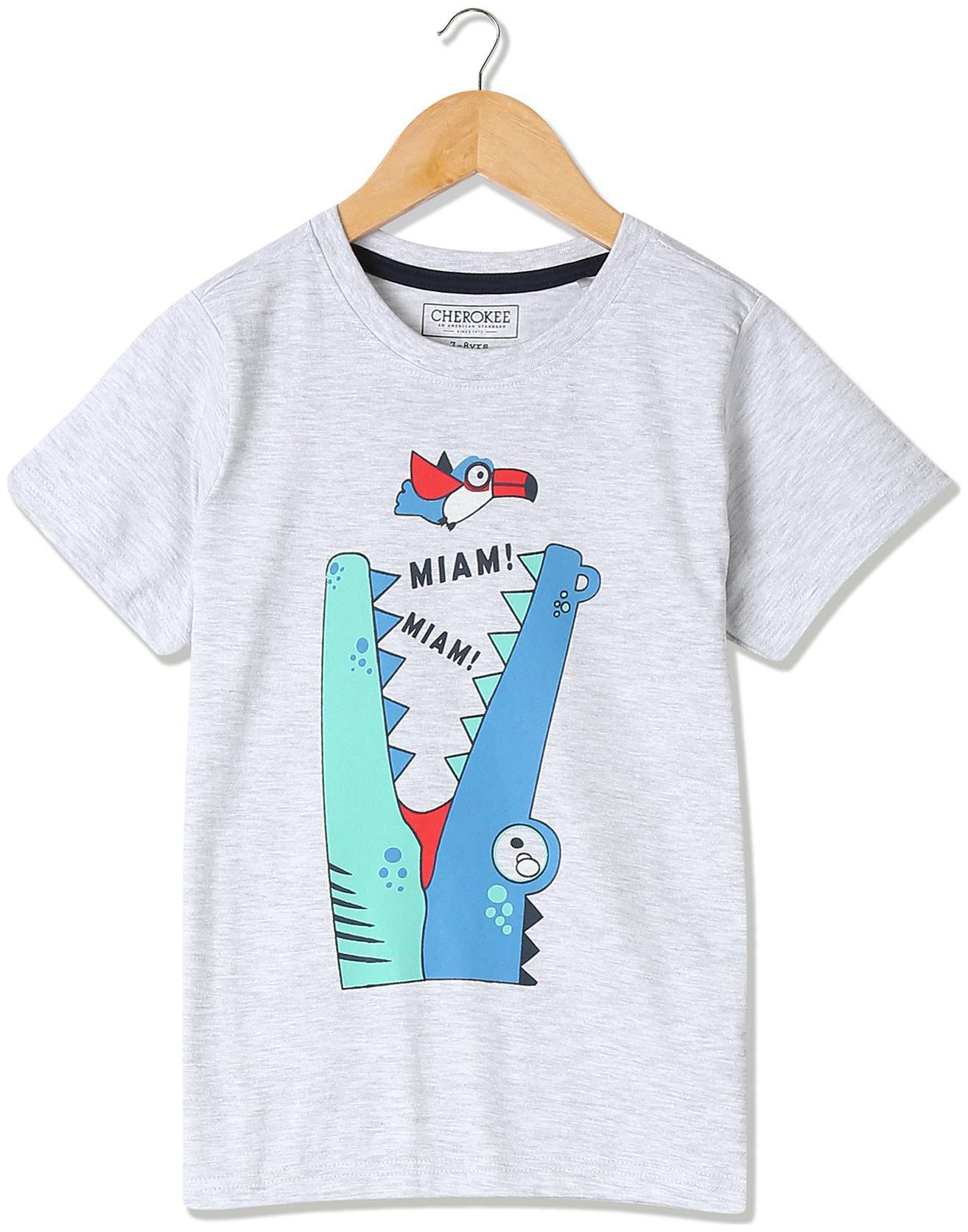CHEROKEE Boy Cotton Printed T-shirt - Grey