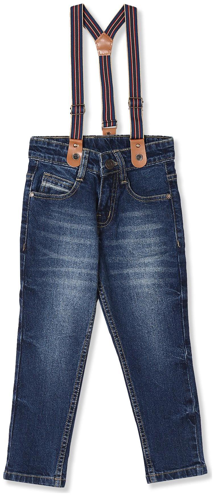 CHEROKEE Cotton Boys Washed Jeans With Suspenders