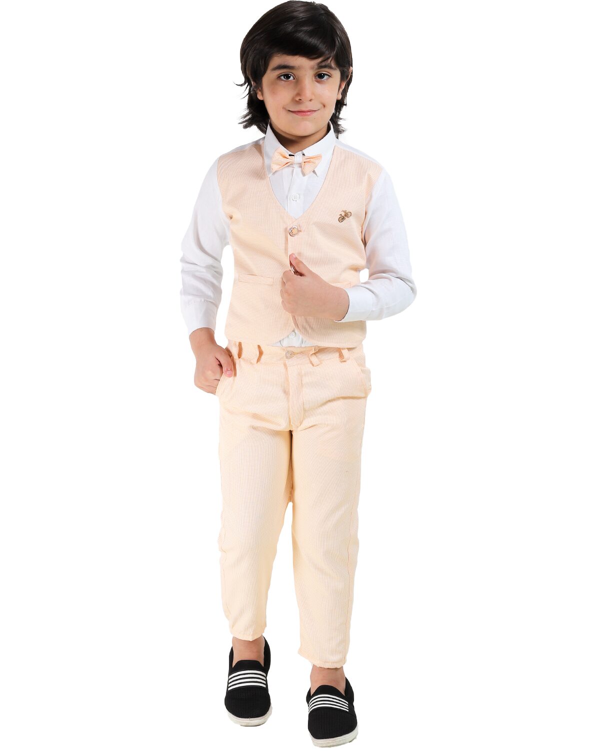 Fourfolds Ethnic Wear 4 Piece Suit Set with Bow-Tie Shirt Trousers and Waistcoat for Kids and Boys
Fourfolds Ethnic Wear 4 Piece Suit Set with Bow-Tie Shirt Trousers and Waistcoat for Kids and Boys