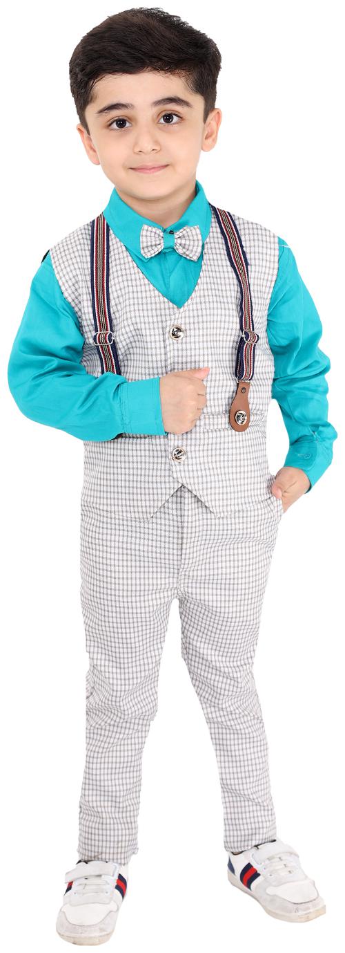 Fourfolds Ethnic Wear 3 Piece Suit Set with Shirt Trousers Tie and Gallace Waistcoat for Kids and Boys Green grey
Fourfolds Ethnic Wear 3 Piece Suit Set with Shirt Trousers Tie and Gallace Waistcoat for Kids and Boys Green grey