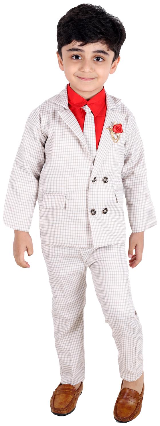 Fourfolds Ethnic Wear 4 Piece Coat Suit Set with Tie Shirt Trousers and Blazer for Kids and Boys (Red Grey)
Fourfolds Ethnic Wear 4 Piece Coat Suit Set with Tie Shirt Trousers and Blazer for Kids and Boys (Red Grey)