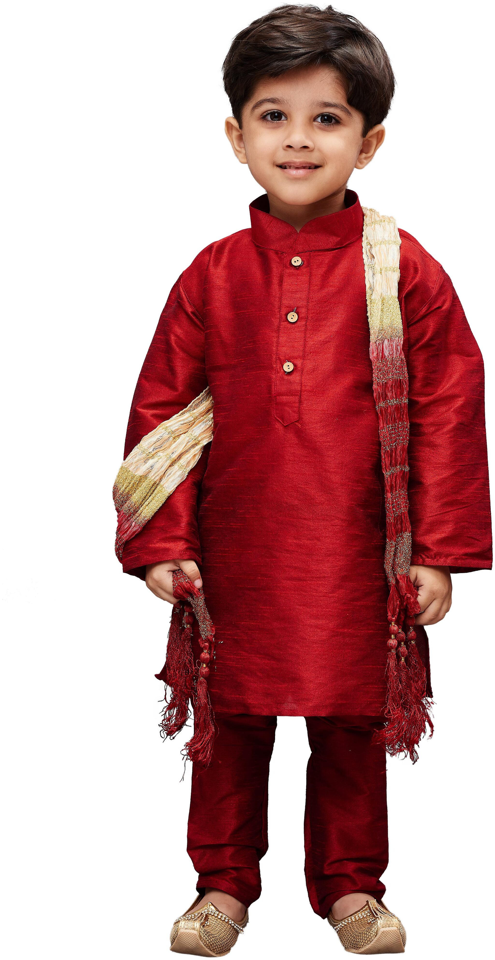 JBN Creation Boy Blended Embellished Kurta pyjama set - Maroon