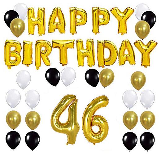 JMO27Deals Solid 46th Happy Birthday Balloon Letter Foil Balloon Set of 45 Decoration Balloons Kit (Golden Black White Each 10 Set of 45)
JMO27Deals Solid 46th Happy Birthday Balloon Letter Foil Balloon Set of 45 Decoration Balloons Kit (Golden Black White Each 10 Set of 45)