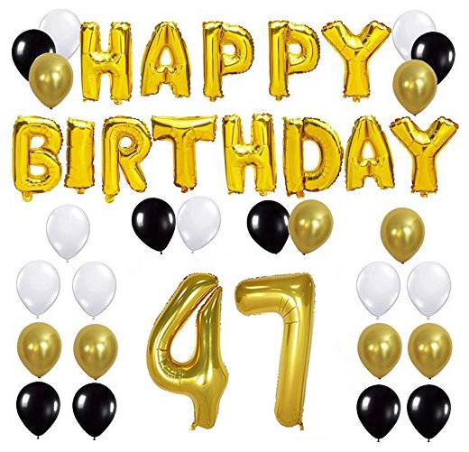 JMO27Deals Solid 47th Happy Birthday Balloon Letter Foil Balloon Set of 45 Decoration Balloons Kit (Golden Black White Each 10 Set of 45)
JMO27Deals Solid 47th Happy Birthday Balloon Letter Foil Balloon Set of 45 Decoration Balloons Kit (Golden Black White Each 10 Set of 45)