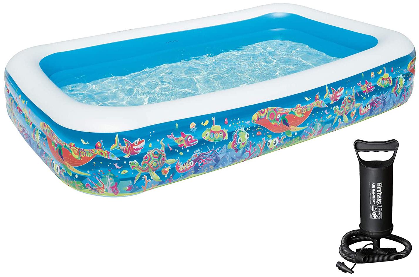 NHR Bestway Plastic Toys Domestic Inflatable Deluxe Rectangular Family Pool with Pump Blue
NHR Bestway Plastic Toys Domestic Inflatable Deluxe Rectangular Family Pool with Pump Blue