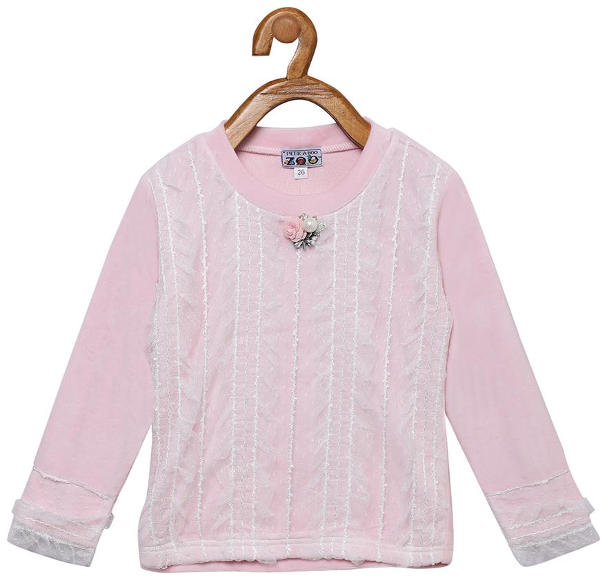 Peek a boo zoo Faux Velvet Pink Embroidered Round Neck Full Sleeve Girls Casual Sweater Top
Peek a boo zoo Faux Velvet Pink Embroidered Round Neck Full Sleeve Girls Casual Sweater Top