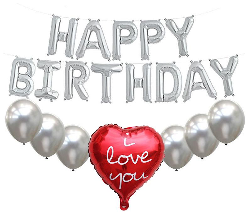 Pixelfox 13pcs Silver Happy Birthday Foil Letters 1pc I Love You Printed Red Heart Foil Balloon 30 pcs Silver Metallic Balloons
Pixelfox 13pcs Silver Happy Birthday Foil Letters 1pc I Love You Printed Red Heart Foil Balloon 30 pcs Silver Metallic Balloons