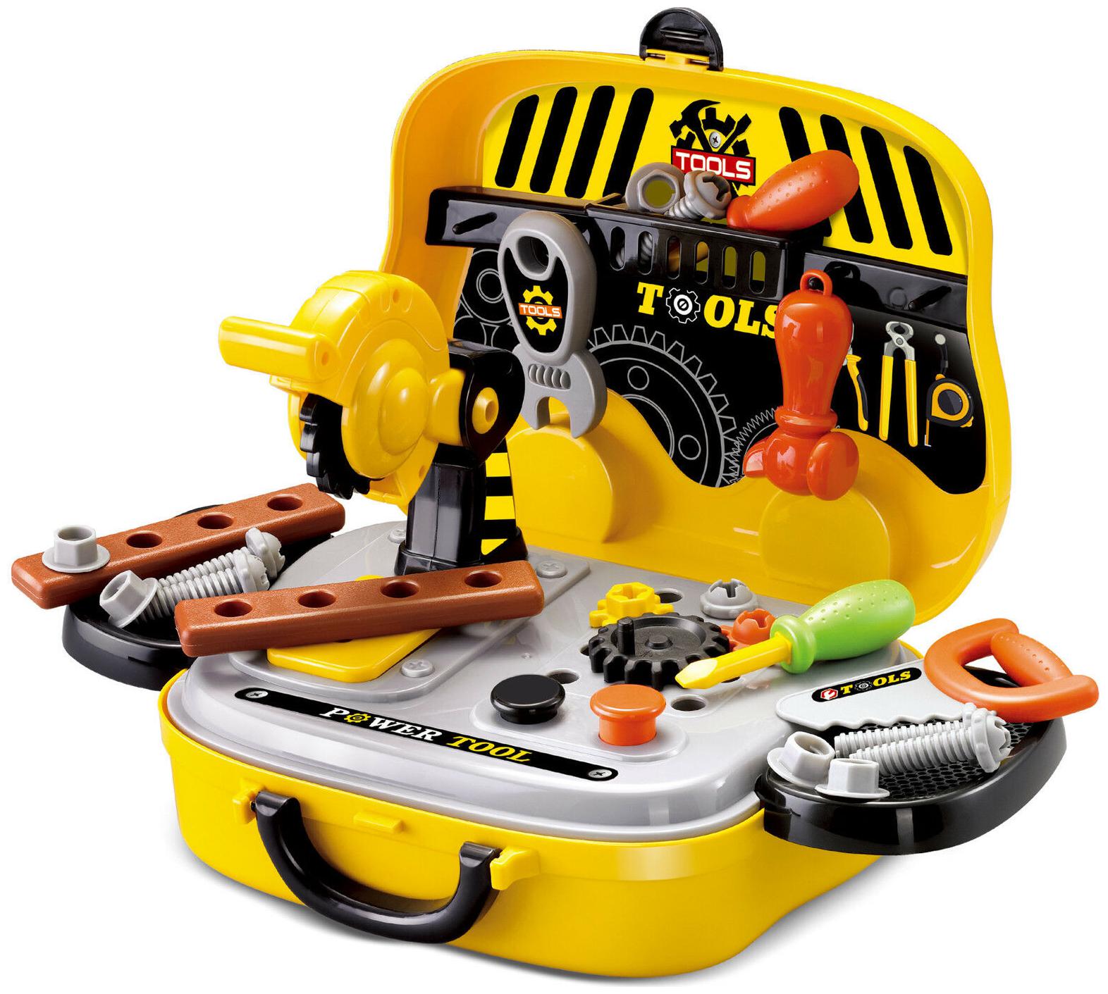 Planet of Toys Little Engineer Deluxe Construction Tool Box with wheel on the bottom 31 Pcs Set for Kids DIY Creative Roll Pretend Play Set
Planet of Toys Little Engineer Deluxe Construction Tool Box with wheel on the bottom 31 Pcs Set for Kids DIY Creative Roll Pretend Play Set