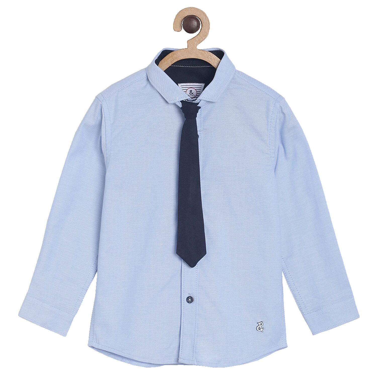 Tales Stories Boy Cotton Solid Shirt Blue