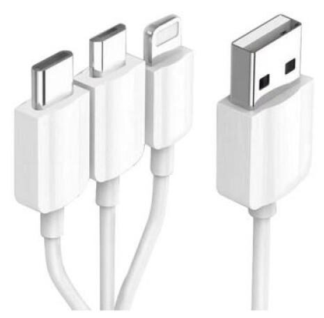 3 in 1 Charging Cable with Type C Lightning and Micro USB (1 Meters) for iPhone Android phones tablets Windows Phone Bluetooth headset
3 in 1 Charging Cable with Type C Lightning and Micro USB (1 Meters) for iPhone Android phones tablets Windows Phone Bluetooth headset