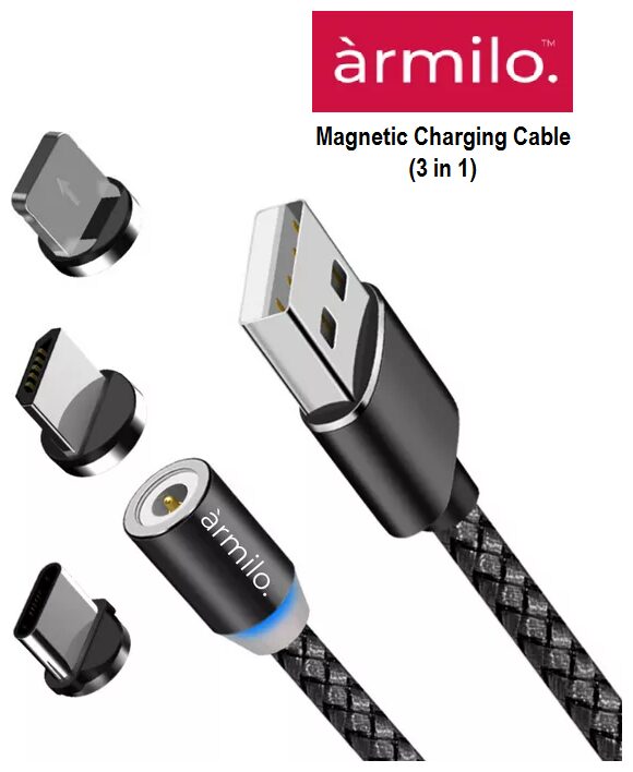 armilo Magnetic Charging 3 in 1 (Lightning Micro USB Type-C) Type-C to 8 Pin (Lightning) Cable ( 1 m Black )
armilo Magnetic Charging 3 in 1 (Lightning Micro USB Type-C) Type-C to 8 Pin (Lightning) Cable ( 1 m Black )