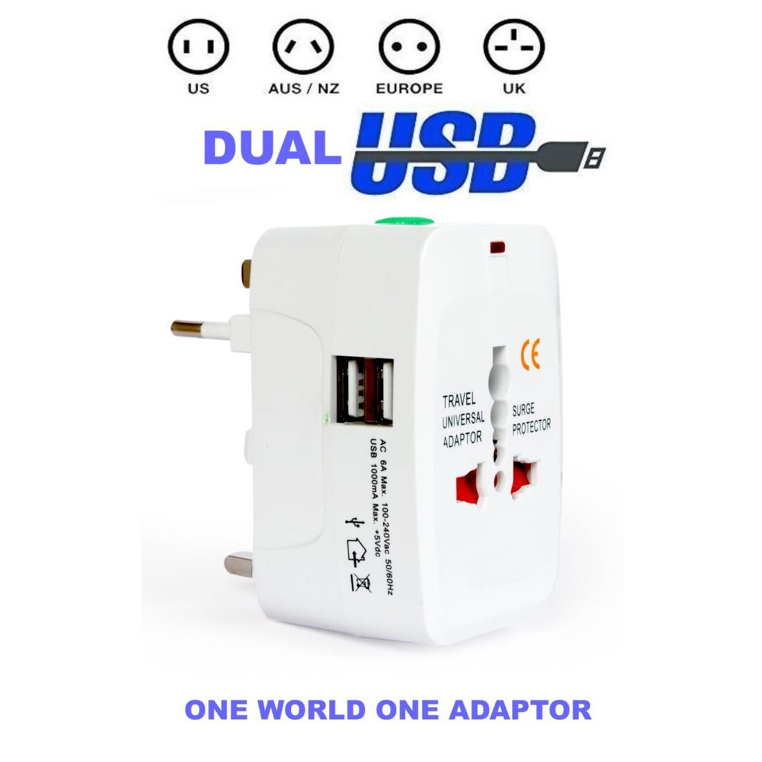 Best From All Universal World Wide Travel Charger Adapter Plug suitable for all your electronic devices and gadgets With 2 USB Port
Best From All Universal World Wide Travel Charger Adapter Plug suitable for all your electronic devices and gadgets With 2 USB Port