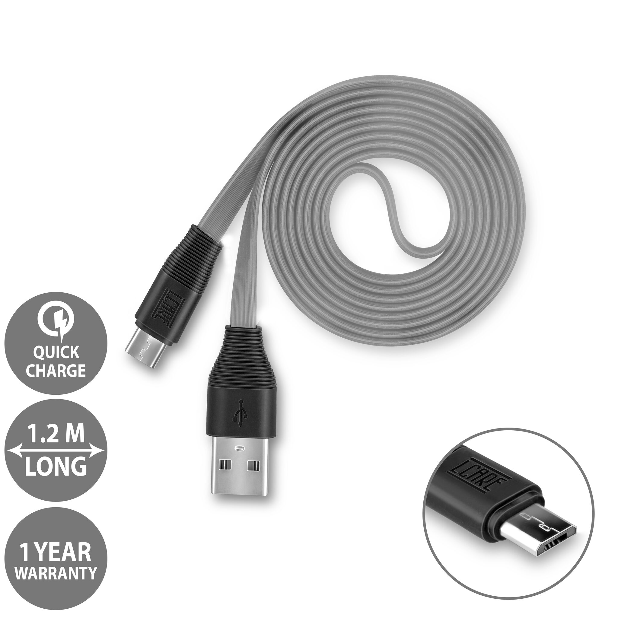 LCARE Micro USB Data Cable Quick Turbo Charging Support 1 2 Meter Black (1 Year Warranty)
LCARE Micro USB Data Cable Quick Turbo Charging Support 1 2 Meter Black (1 Year Warranty)