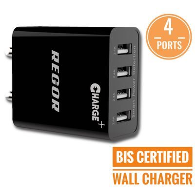 Regor 4 PORT 5 Amp Wall Charger Adapter BIS Certified Indian plug for Mobiles Tablets
Regor 4 PORT 5 Amp Wall Charger Adapter BIS Certified Indian plug for Mobiles Tablets