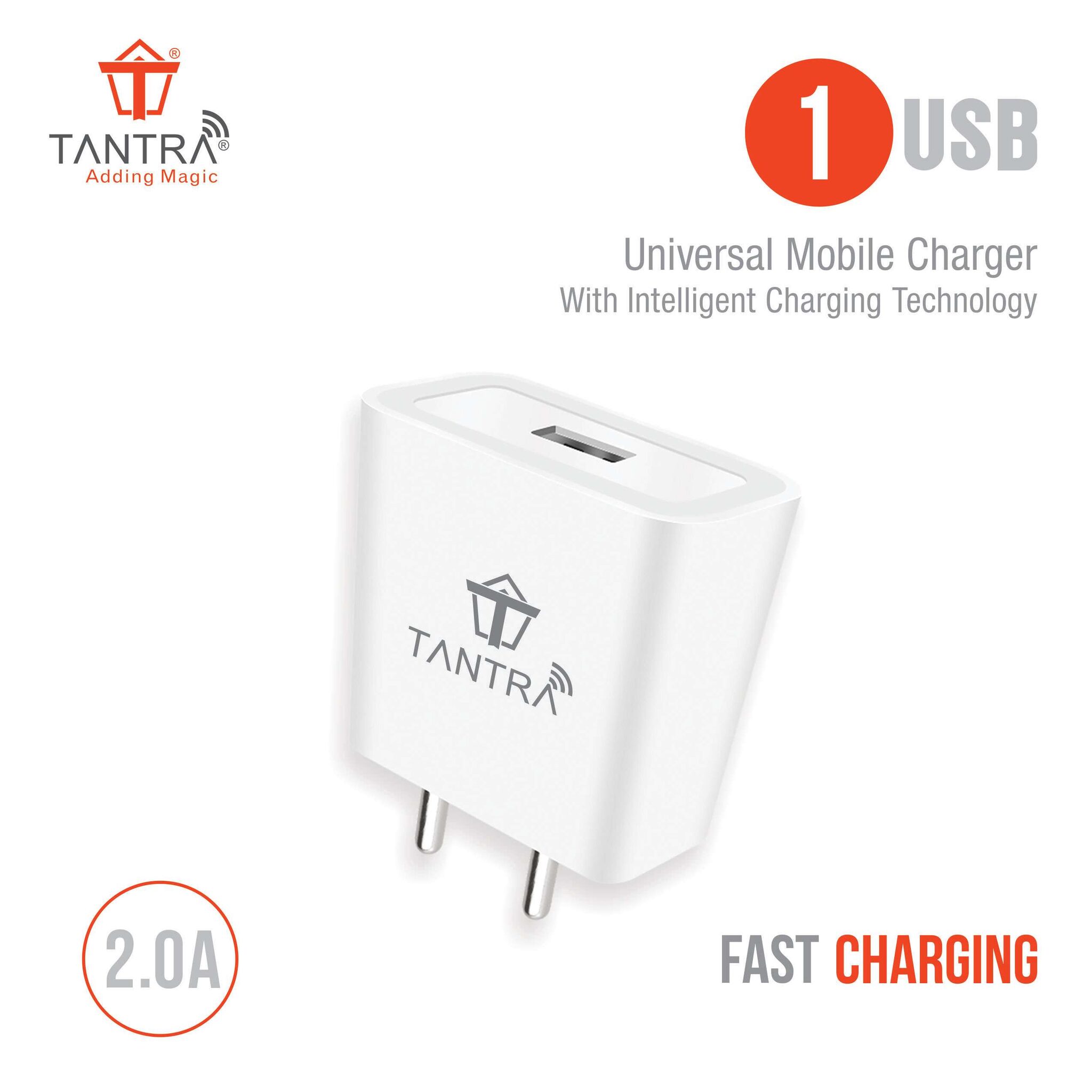 Tantra Single USB Fast Charger for Mobile 2 0 AMP with High Speed Charging Data Cable Dual USB Adapter with Data Cable
Tantra Single USB Fast Charger for Mobile 2 0 AMP with High Speed Charging Data Cable Dual USB Adapter with Data Cable