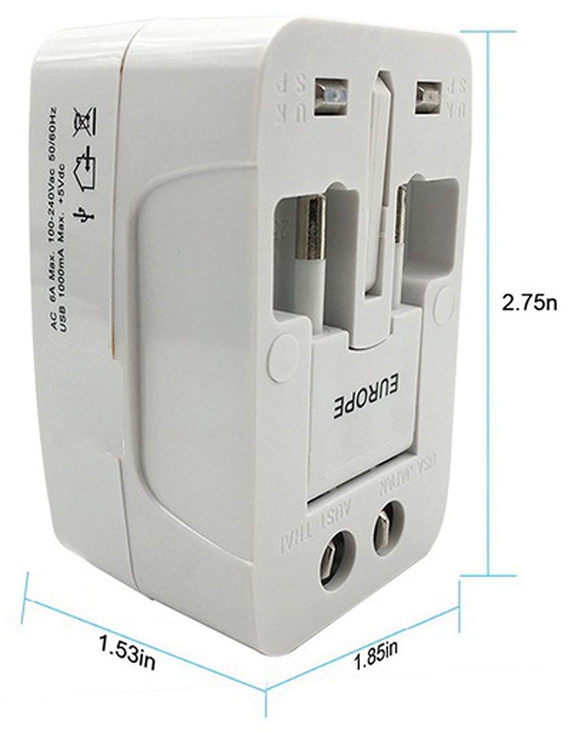 TSV Universal World Wide Travel Charger Adapter Plug for All Electronic Devices and Gadgets (White)
TSV Universal World Wide Travel Charger Adapter Plug for All Electronic Devices and Gadgets (White)