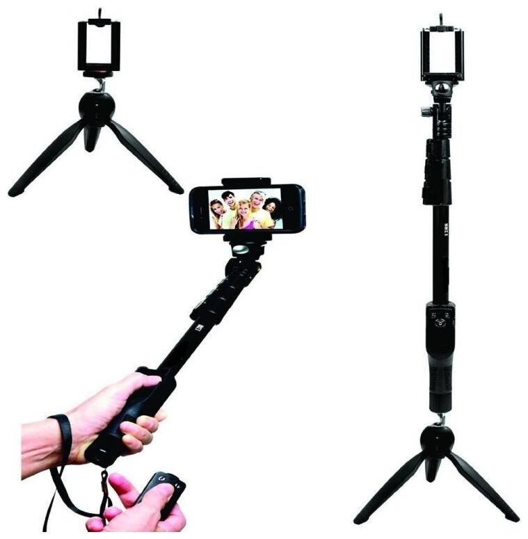 YT 1288 2 In 1 Adjustable Selfie Stick Monopod AND YT 228 Mini Tripod for Smartphones BY Crystal Digital
YT 1288 2 In 1 Adjustable Selfie Stick Monopod AND YT 228 Mini Tripod for Smartphones BY Crystal Digital