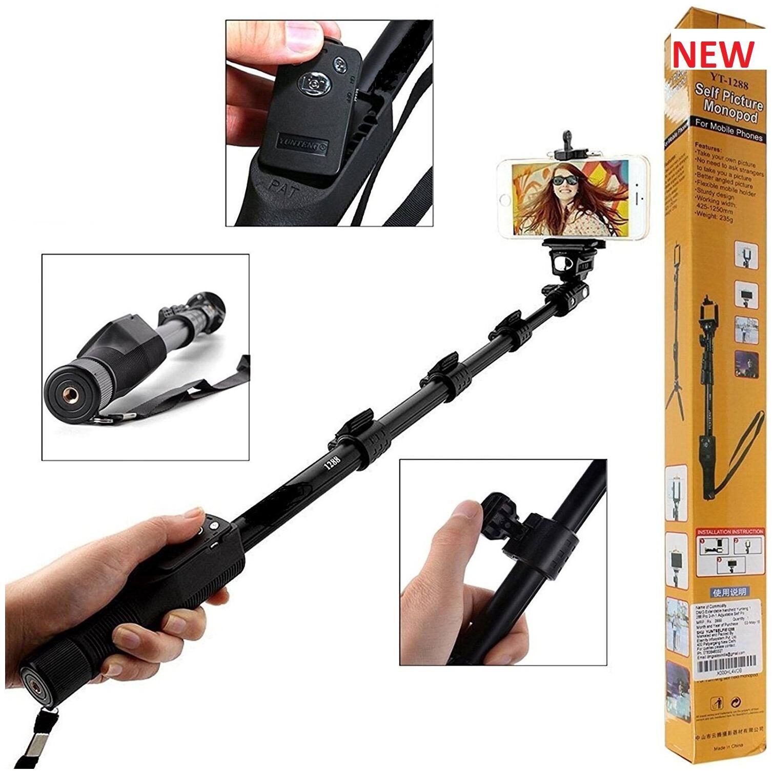 YT-1288 Bluetooth Selfie Stick for Smartphones Action and Digital Camera (Black) BY CHG
YT-1288 Bluetooth Selfie Stick for Smartphones Action and Digital Camera (Black) BY CHG