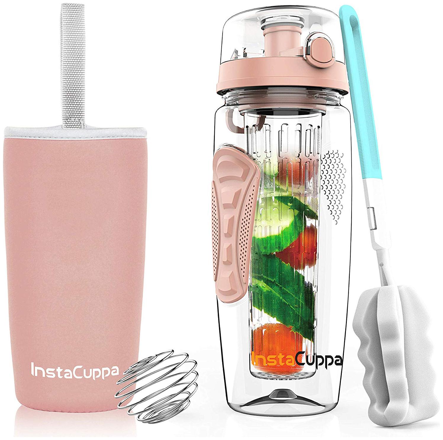 InstaCuppa Fruit Infuser Water Bottle 1 L Tritan Infusion Unit Sipper Lid with Filter Recipes eBook Carry Sleeve (Rose Gold)
InstaCuppa Fruit Infuser Water Bottle 1 L Tritan Infusion Unit Sipper Lid with Filter Recipes eBook Carry Sleeve (Rose Gold)