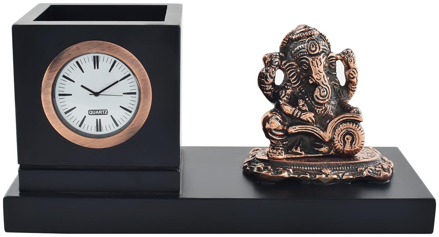 archies Ganesha Statue Pen Holder with Clock for Home Decor in Copper Color Made with Brass and Wood (10x29 cms) 1 pc Set
archies Ganesha Statue Pen Holder with Clock for Home Decor in Copper Color Made with Brass and Wood (10x29 cms) 1 pc Set