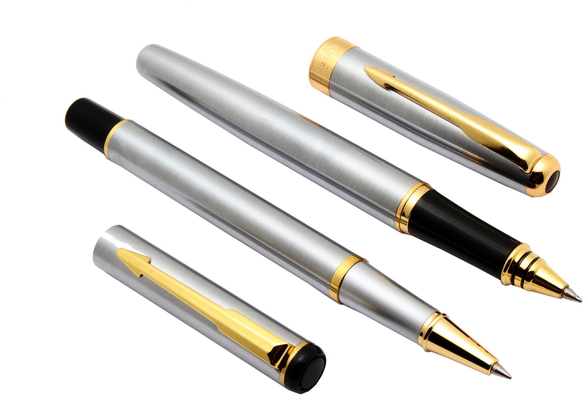 SRPC Set of 2 - Royal Brushed Steel Silver Signature Roller Ball Pens Golden Trims
SRPC Set of 2 - Royal Brushed Steel Silver Signature Roller Ball Pens Golden Trims