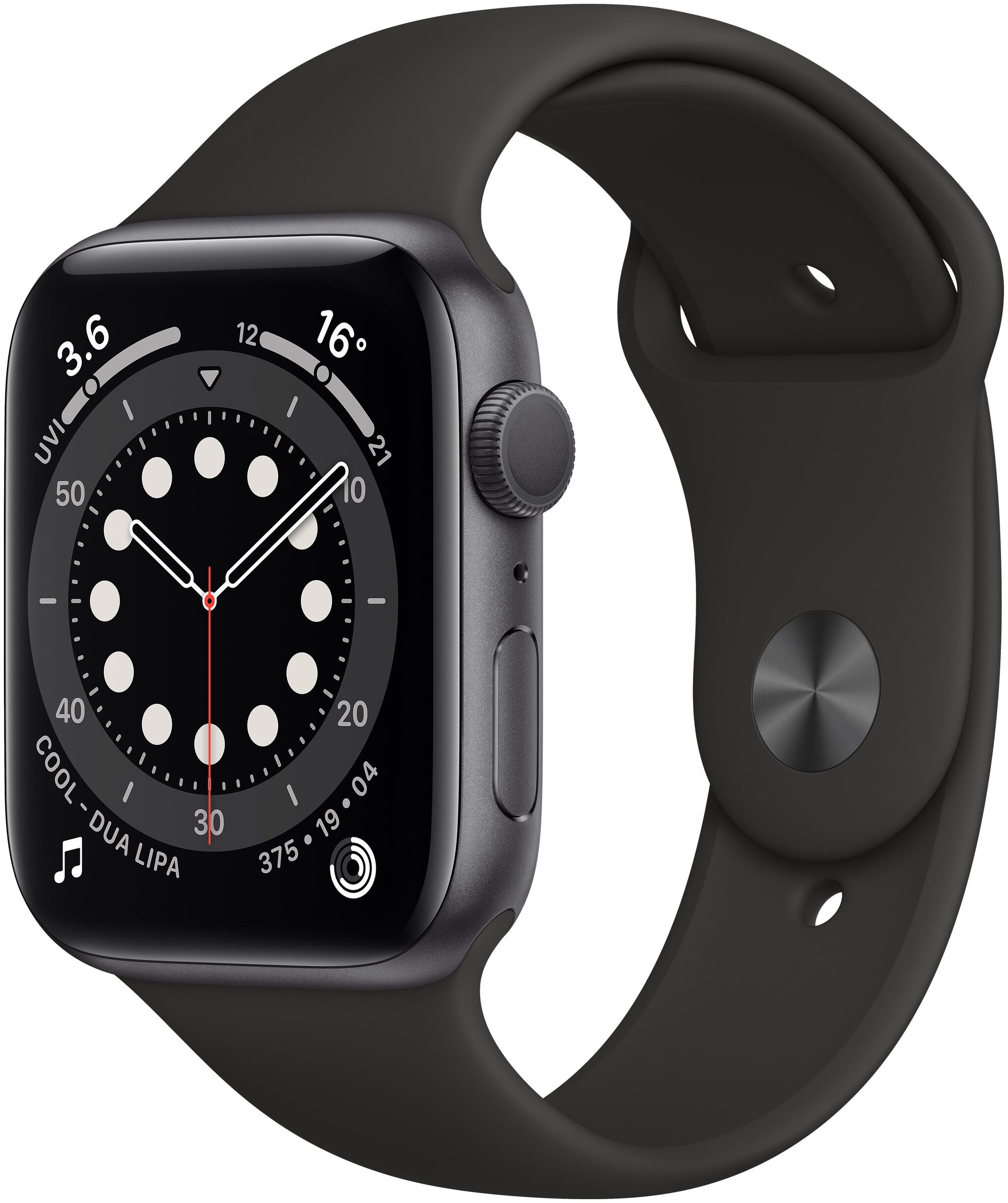 Apple Watch Series 6 GPS 44mm Space Grey Aluminium Case With Black Sport Band - Regular
Apple Watch Series 6 GPS 44mm Space Grey Aluminium Case With Black Sport Band - Regular