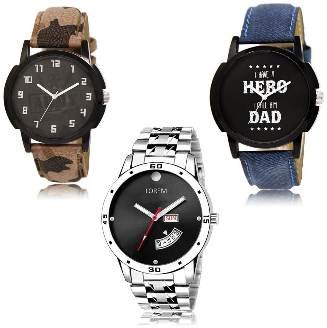 LOREM LK-03-07-104 Day Date Function New Stylish Precious Design Pack of 3 Men watches
LOREM LK-03-07-104 Day Date Function New Stylish Precious Design Pack of 3 Men watches
