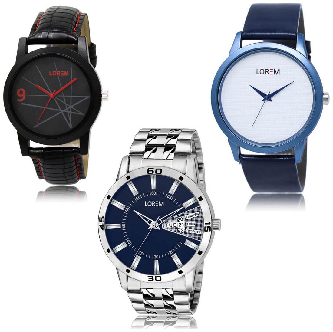 LOREM LK-08-33-102 Day Date Function New Stylish Precious Design Pack of 3 Men watches 
LOREM LK-08-33-102 Day Date Function New Stylish Precious Design Pack of 3 Men watches